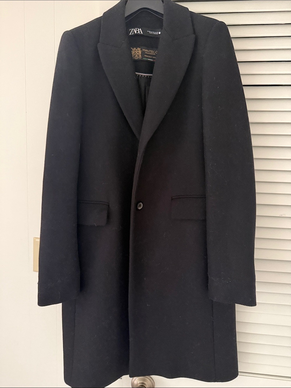 Zara Black Single-Button Wool Coat
